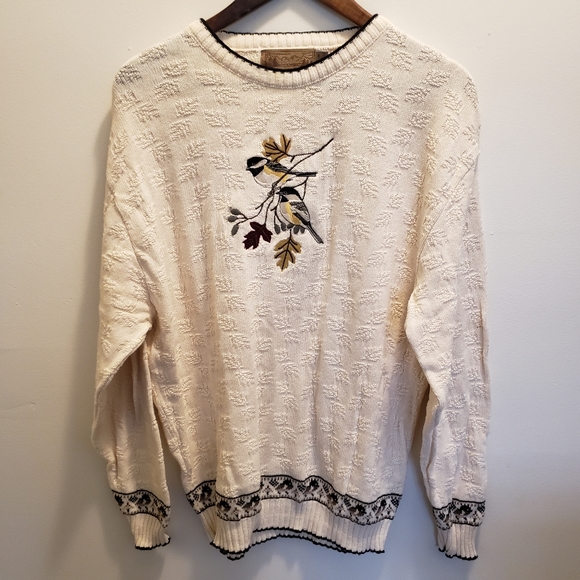 embroidered chickadee sweatshirt